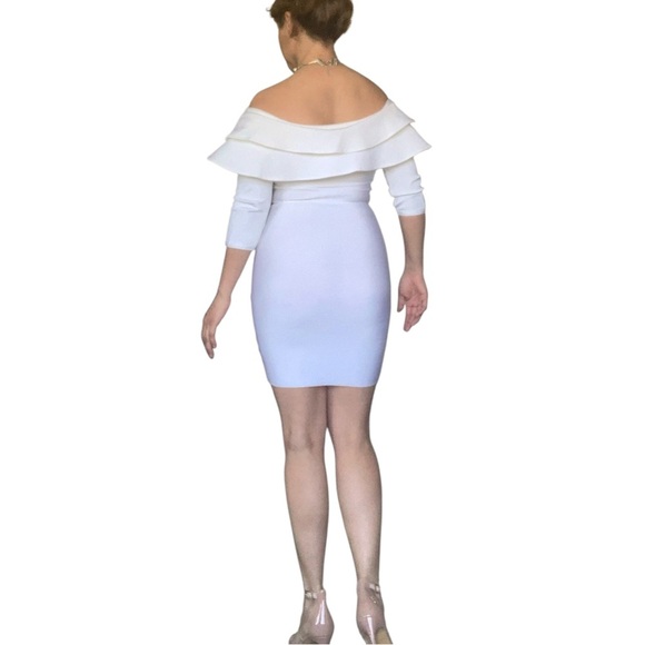 Wow Couture White Off-Shoulder Bodycon Dress Small - Picture 4 of 9